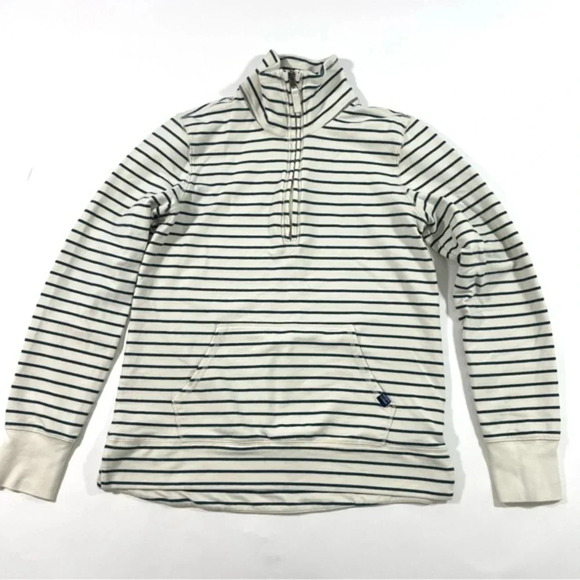 LL Bean Womens Ultrasoft Sweats Quarter Zip Pullover Stripe Shirt - Picture 1 of 6